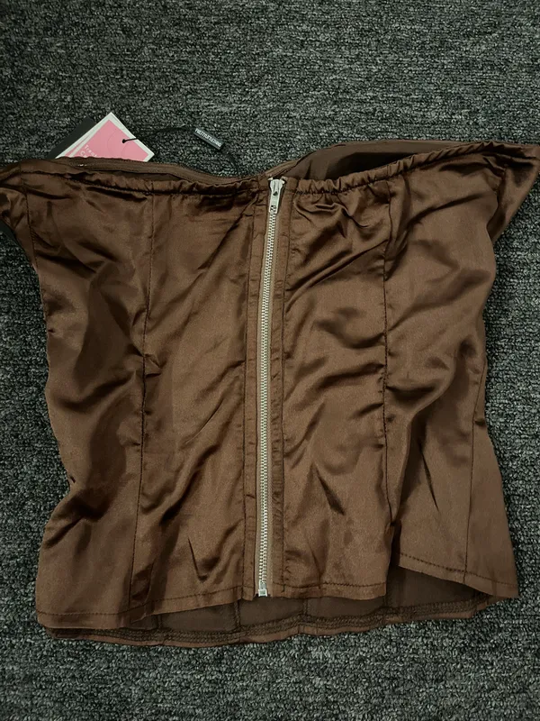 Pretty Little Thing Brown Corset Top - Image 5