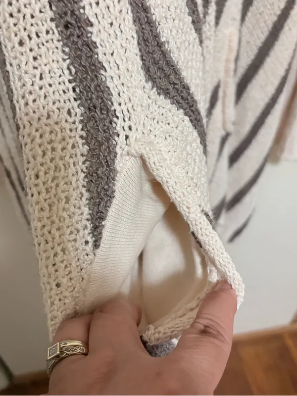 Free People Oversized Circle Back cardigan featuring a striped, asymmetrical - Image 8