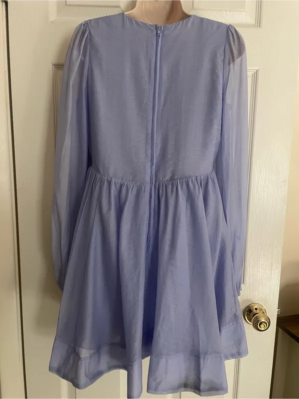 Gianni Bini Light Lavender Long-Sleeve Fit-and-Flare Dress Size Small - Image 5