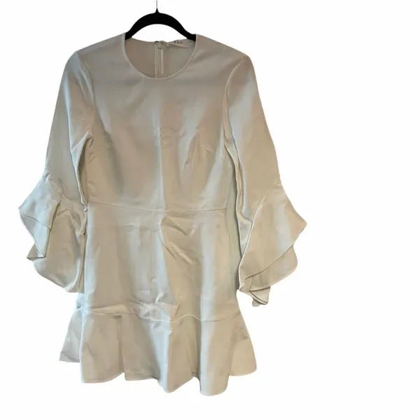 ALC Cassidy White Flounce Sleeve Mini Dress - Image 3