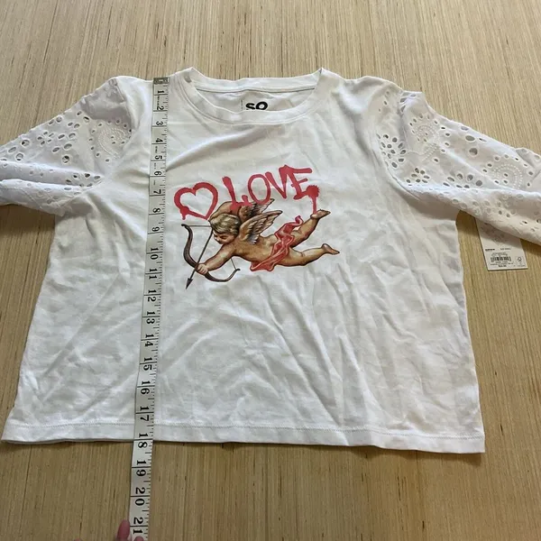 SO Cupid Cherub Angel White Top Eyelet Sleeves Juniors Small Brand New Love - Image 4