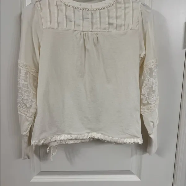 Anthropologie Tiny Elegant Cream Lace Women's Blouse - Image 6