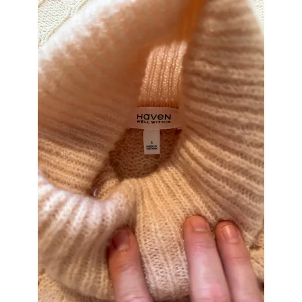 Haven Well Within Wool Blend Pointelle Mock Neck Sweater — Size S - Image 3