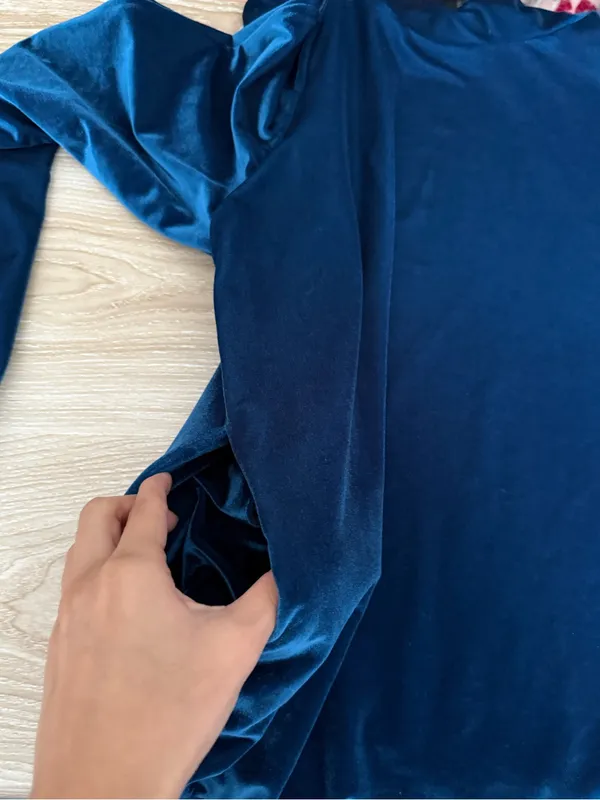 Foray Golf Small Velour Velvet Funnel Neck Blue - Image 3