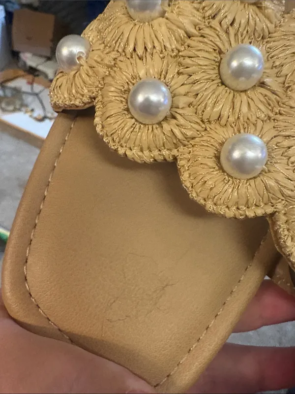 a new day Tan Scalloped Pearl Slide Sandals size 19 - Image 6