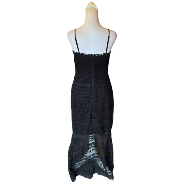 Lulus Absolute Elegance Black Lace Sleeveless Midi Dress Slit Womens Small NEW - Image 4