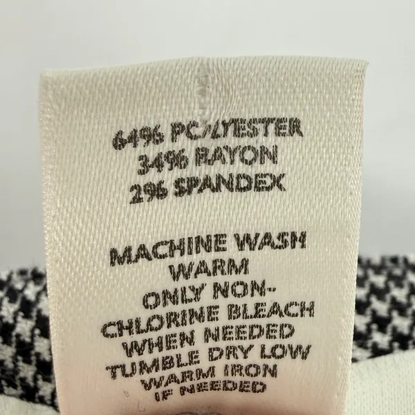 Ann Taylor Loft Marisa Houndstooth Wide Leg Trouser‎ Pants Black White Women 14 - Image 8