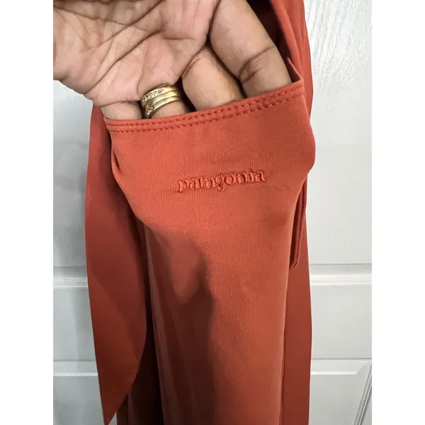 Patagonia Halter Dress Women Rust Orange Tie Back - Large - Image 5