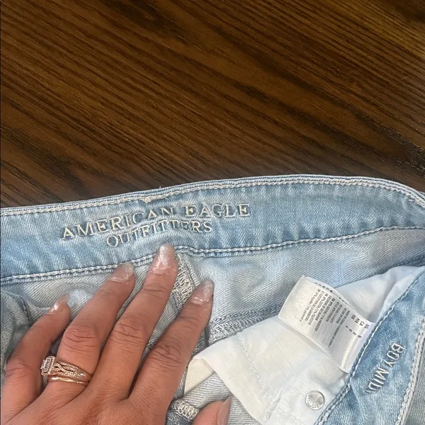 American Eagle Outfitters Light Blue Distressed Denim Shorts - Image 2