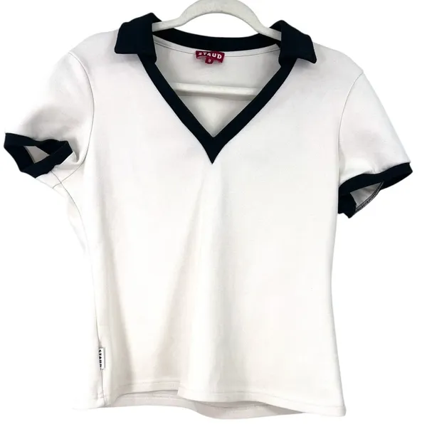 STAUD M Volley Polo Golf Tennis Core V-neck short sleeves Top Preppy Luxury Tee - Image 2