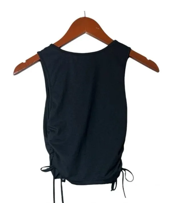 Shein Graphic Handprint Sleeveless Drawstring Ruched crop tank, size small. - Image 2