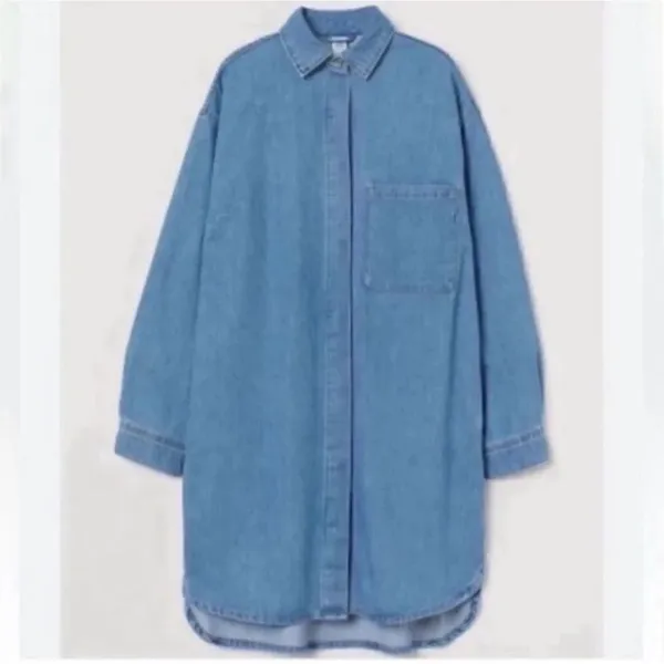 H&M Denim Blue Oversized Dress (Size XS) - Image 2