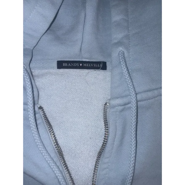 Brandy Melville Christy Hoodie Oversized Full Zip Womens One Size Light Blue - Image 4