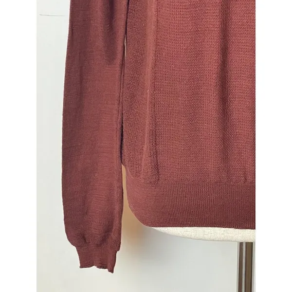 Barneys New York O’2nd Brown And Ivory V Neck Pullover Lightweight Sweater S‎ - Image 6
