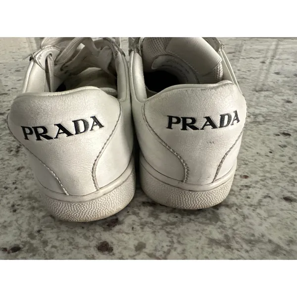 Prada white leather womens sneakers shoes 35 USED - Image 8