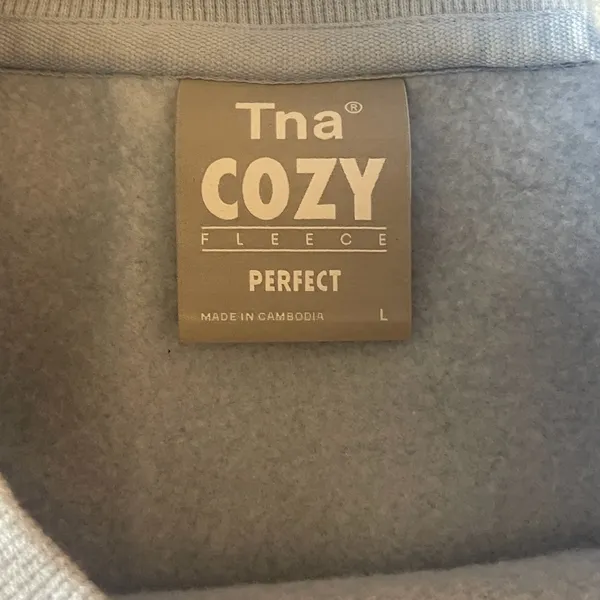 Tna Cozy Fleece Cropped Sweatshirt Light Blue Women's Size L Pullover - Image 3