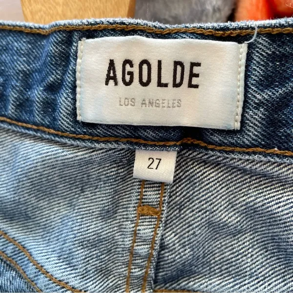 Agolde Parker Vintage Cut Off Jean Shorts Sz 27 Button Fly Medium Wash - Image 7