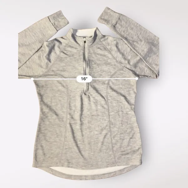 L.L. Bean Vintage Gray Womens Quarter Zip Pull Over Long Sleeve‎ Top Size S - Image 5