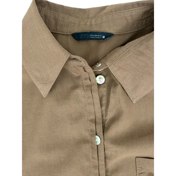 ZARA Brown Long Sleeve Button Down Shirt Size XS - Image 4