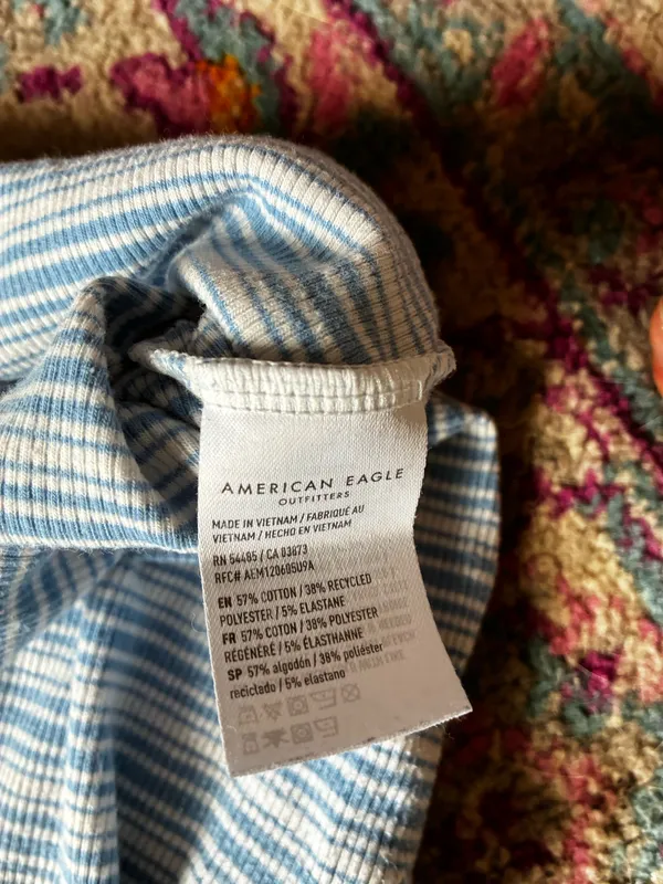 Blue Striped American Eagle Baby Tee - Image 4