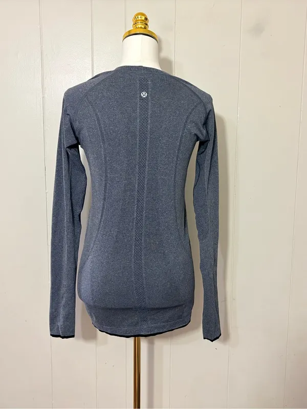 Lululemon Swiftly Tech Long Sleeve Shirt 2.0 Gray Black Trim Size 8 - Image 6
