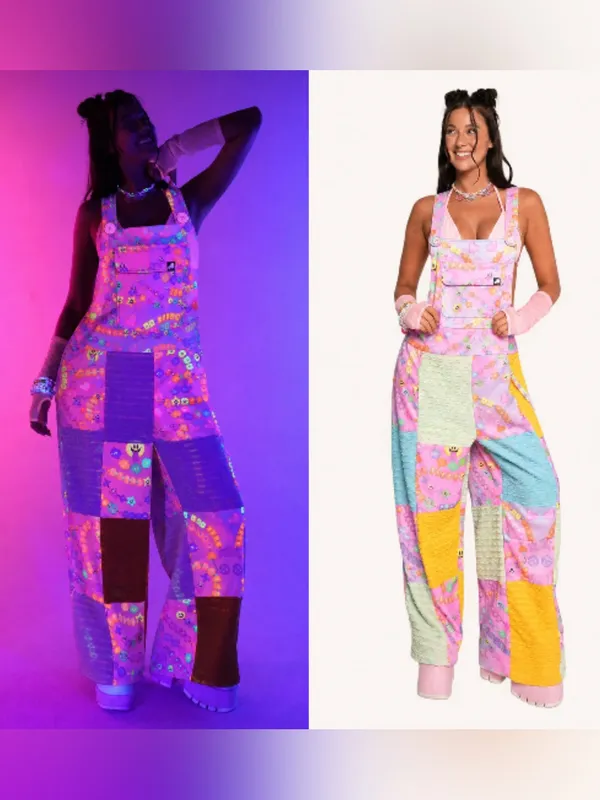 Iheartraves pastel color KANDI Trip overalls with chain - Image 2