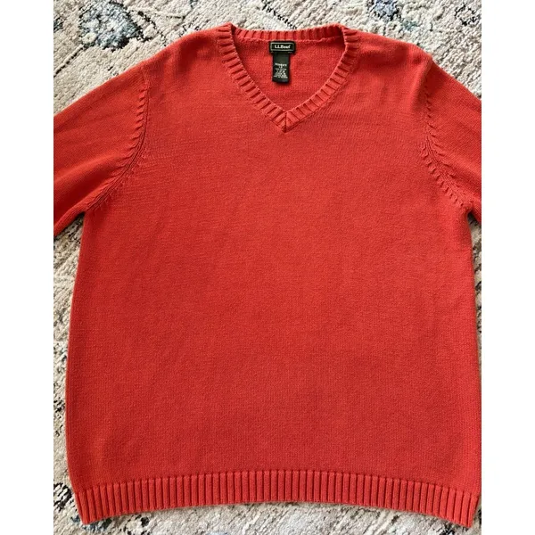Vintage LL Bean‎ Sweater Womens Large Orange Fishermancore Chunky Thick Ski - Image 4