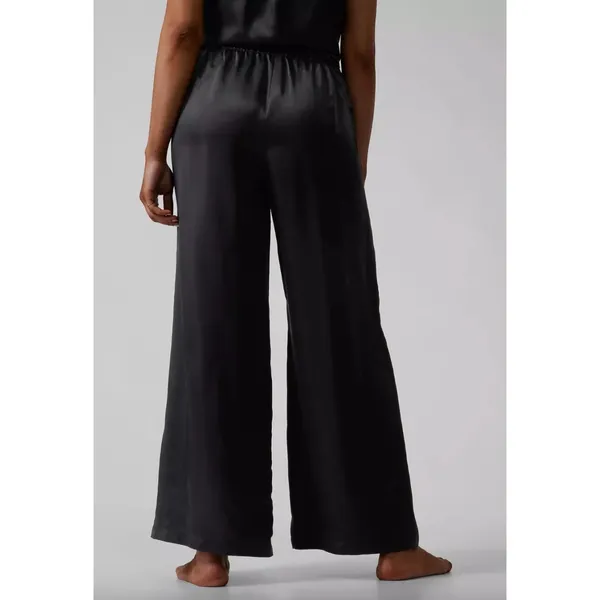 Athleta Calm Cool Pant Pull On Satin Cupro Wide Leg Relaxed Lounge Medium Black - Image 2