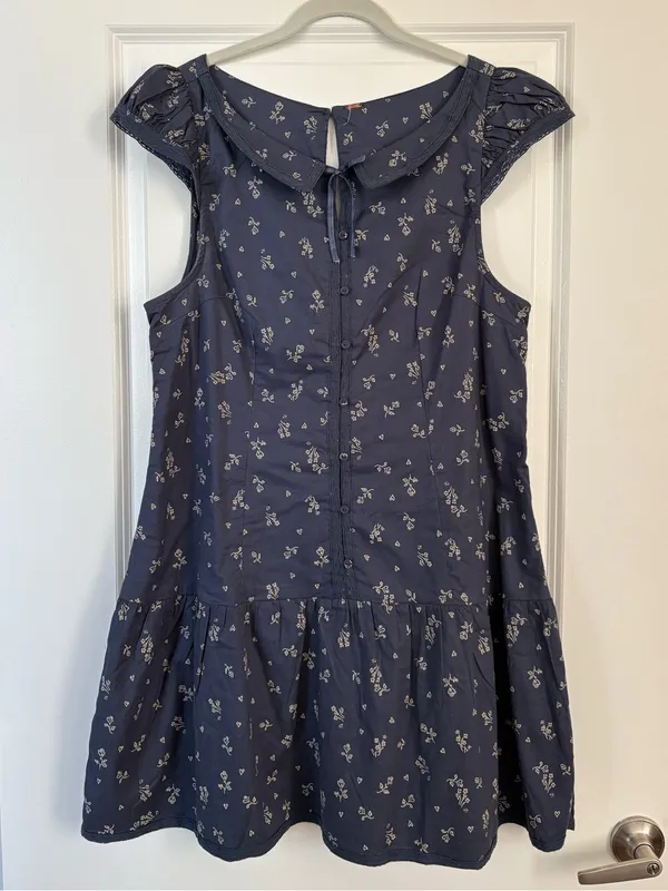Free People Beasley Mini Dress in Navy Combo Floral - Image 3