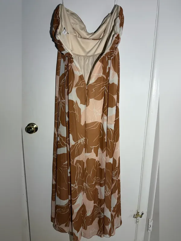 Katie May Adele Strapless Floral Maxi Dress in Brown and Blush Gown - Image 9