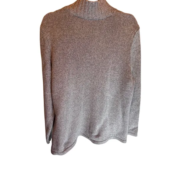 LL Bean Zip Front Cardigan 2X Gray Heathered Cotton Sweater Jacket - Image 3