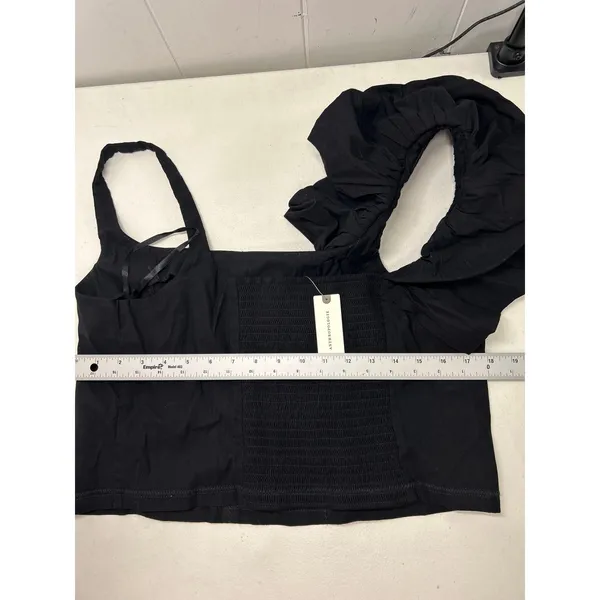 Anthropologie Women's Black One Shoulder Ruffle Crop Top. NWT. Size XL - Image 6