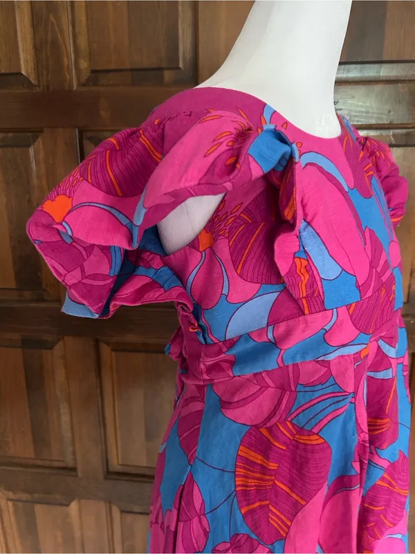 Tuckernuck X Cameran‎ Eubanks Wild Azalea Edisto Dress Pink Blue Linen Small S - Image 5