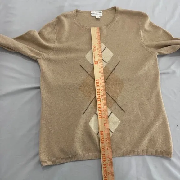 Charter Club Womens 100% Cashmere Argyle Sweater Crew Neck Medium - Image 6