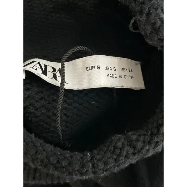 Zara Women's Black Turtleneck Long Sleeve Rib Knit Cropped Sweater Top Size S - Image 5