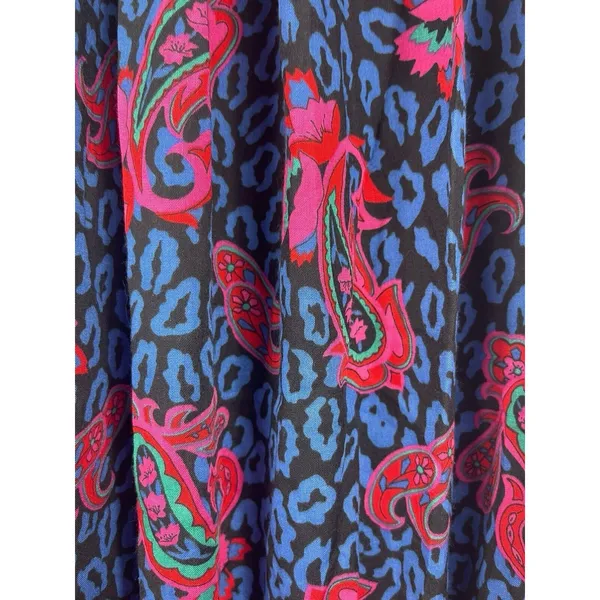 Land And Sea Vintage Ames Bold Blue Pink Floral Midi Elastic Waist Skirt M NWT - Image 5