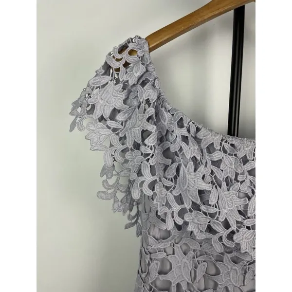 ASTR Purple Lilac Crochet Lace Off Over The Shoulder Mini Dress Size‎ XS - Image 2