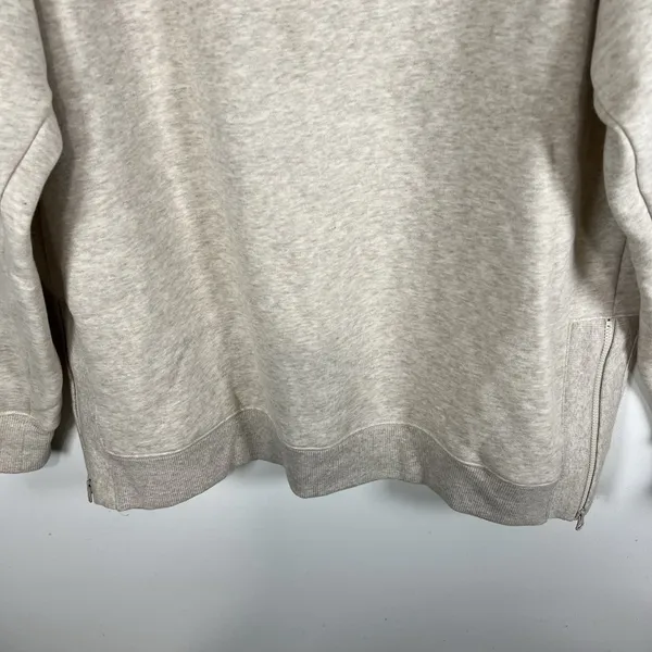 Zella Oatmeal Heather Cotton Casual Athletic‎ Sweater Zip Sides Women’s Size L - Image 3
