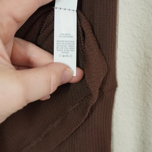 OFFLINE‎ by Aerie Brown Ribbed Long Sleeve Thumbhole Top Small Raglan Crew Neck - Image 5