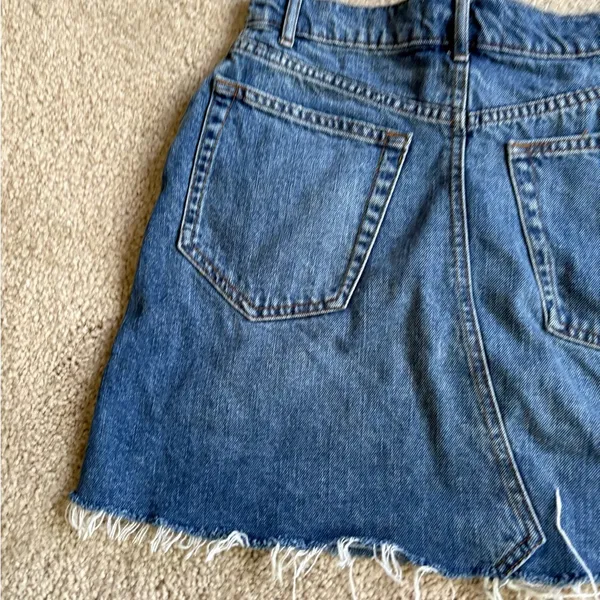 Zara Jean Skirt Womens Blue Y2K festival Denim Flat raw hem Front Mini medium - Image 8