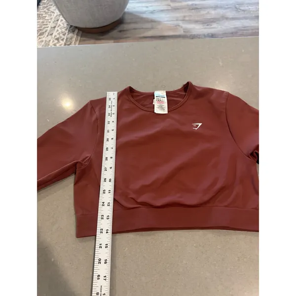 Gymshark Cropped Sweatshirt Maroon‎ Long Sleeve Pullover Women's Size L - Image 2