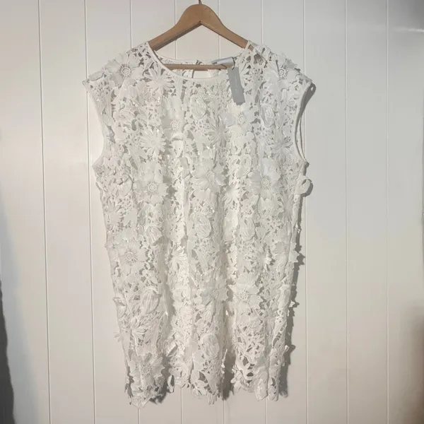 Borrowed & Blue Southern Living Lace Top Womens L/XL White Floral NWT - Image 5