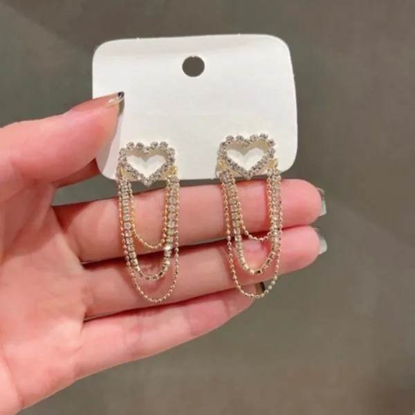 Love Heart Tassel Dangle Drop Earrings for Women - Image 2