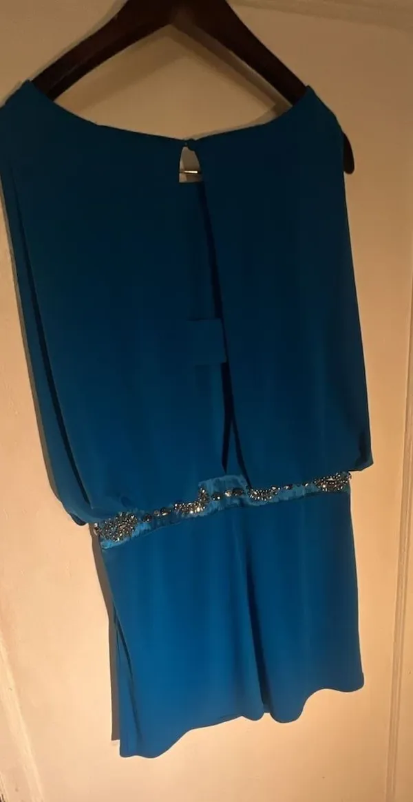 Laundry by Shelli Segal Electric Blue Beaded Waist Mini Dress - Image 4