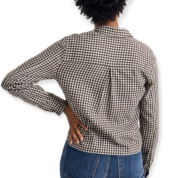 MADEWELL Flannel Tie Front Gingham Button Down Shirt Size S NEW - Image 4
