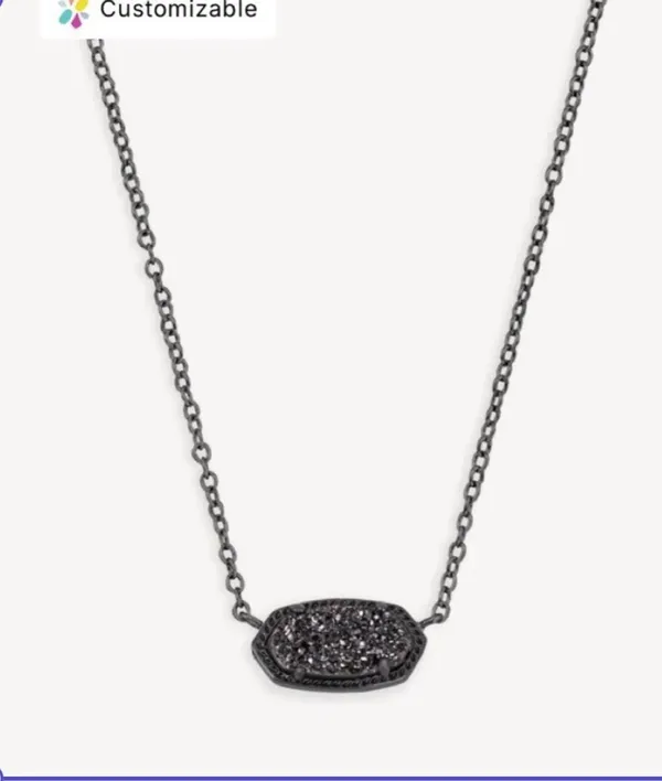 Kendra Scott Elisa Pendant Necklace in Black Drusy - Image 4