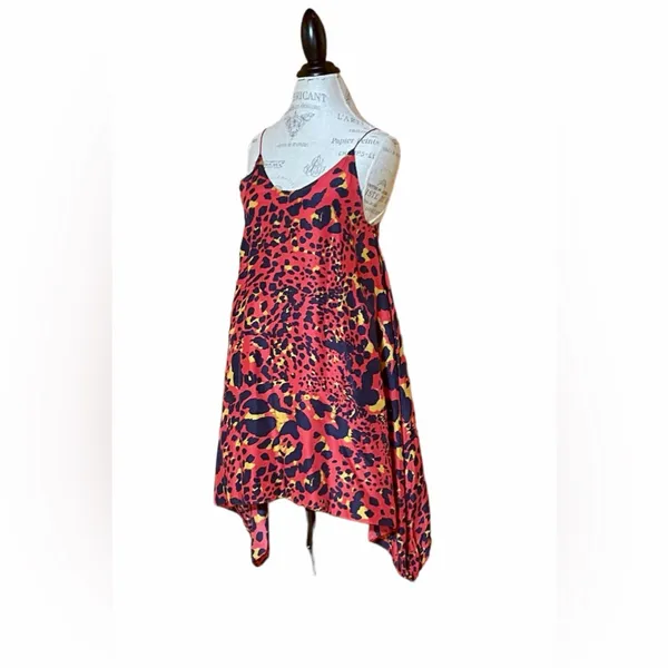 Zimmermann Wanderlust Dip Flare Red Leopard Print Silk Dress Sz 0 Retail $350 - Image 4