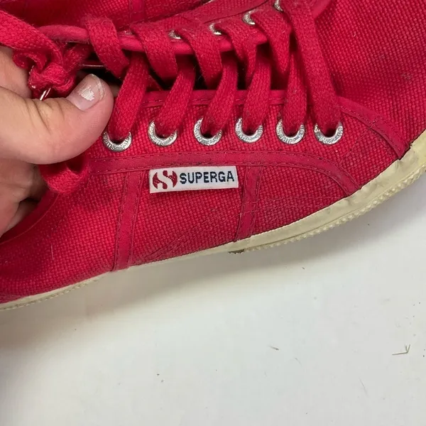 Superga‎ Red Lace Up Sneakers Size 8 - Image 5