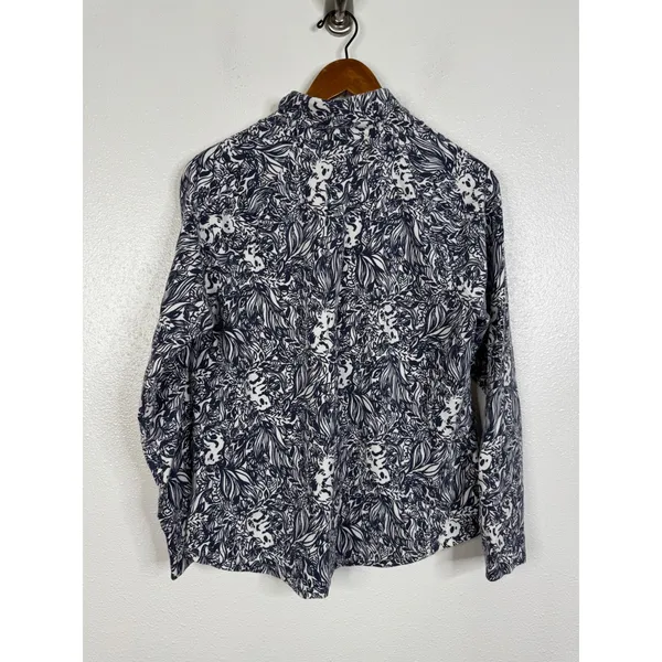 Lilly Pulitzer Skipper Popover Navy White Koala Floral Half Zip Sweatshirt L - Image 2