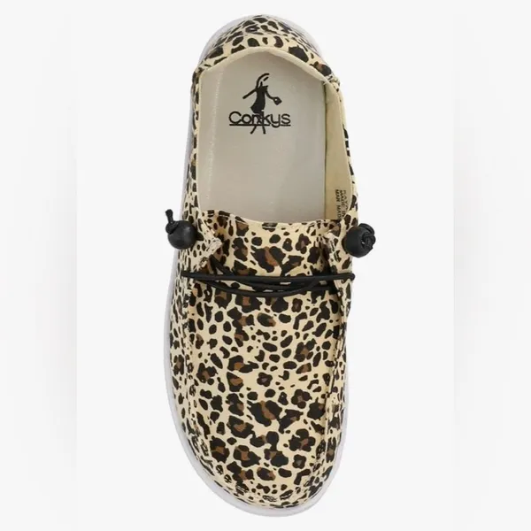 Corkys Kayak Leopard Print Loafers Canvas‎ Slip On Boat Shoes Animal Print Tan - Image 4